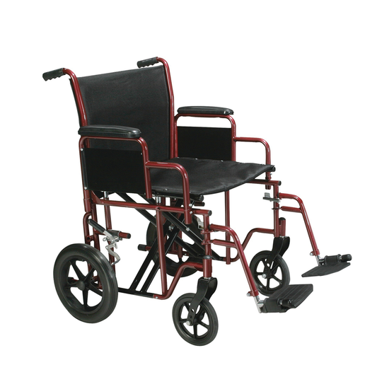 MOBB Healthcare 22 inch Heavy Duty Transport Chair with removable desk length armrests, swing away footrests and 12.5 inch rear mag wheels | Care Made Canada