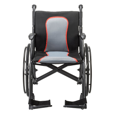 Drive Medical AeroFly Ultra-Lite folding wheelchair in black, front view