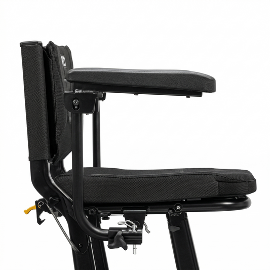 Black Go-Go Super Portable Armrests adjustable hunting seat on a white background