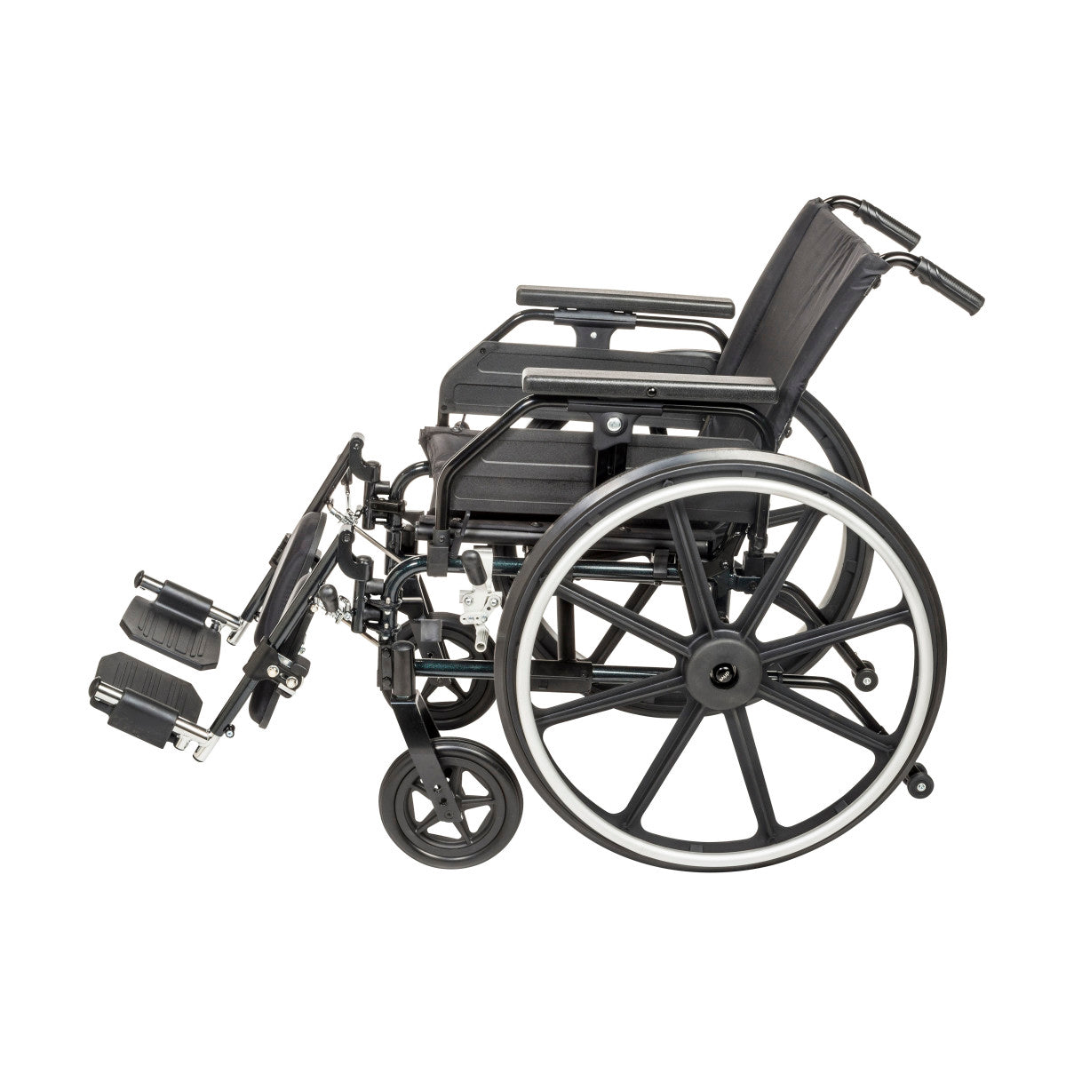 Drive Medical Viper Plus GT wheelchair in profile with swing-away elevating leg rests