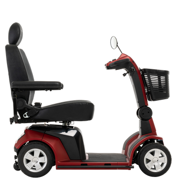 Pride Maxima SC941 four-wheel scooter in Garnet Red Matte, complete side view