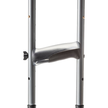 Close-up of the easy push-button height adjustment mechanism on the Drive Medical Air-Crutch.