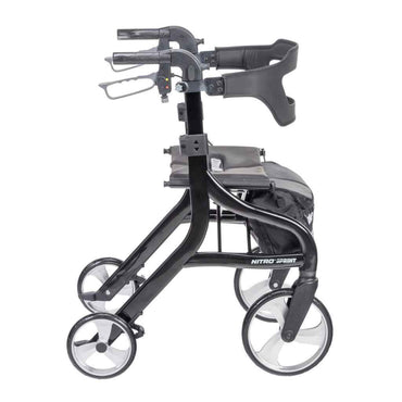 Side View of Drive Medical Nitro Sprint Rollator – Foldable Walking Aid with Large Wheels – CareMade