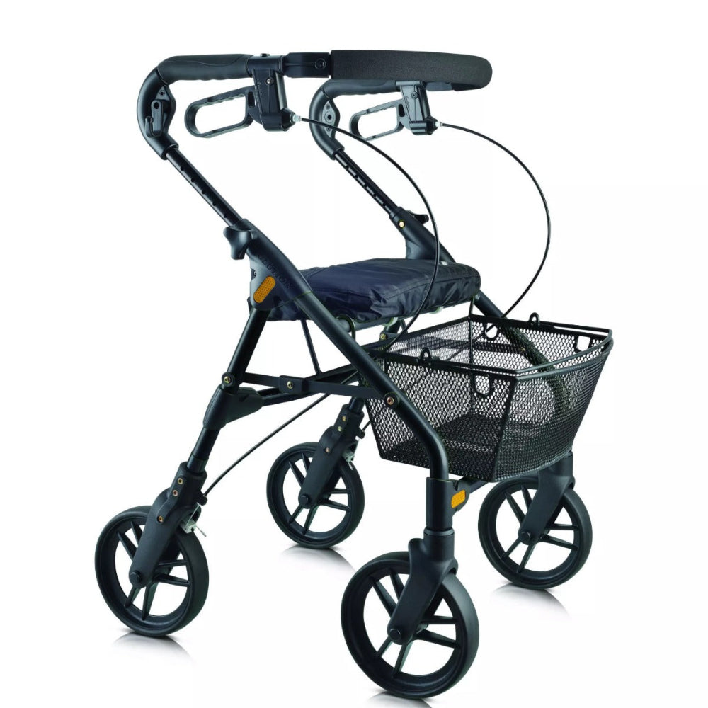 Black Evolution Piper Series mobility walker designed for stability and narrow spaces.