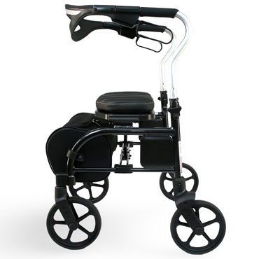 Evolution Trillium rollator in black, side view on white
