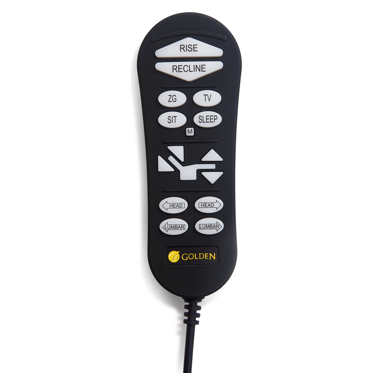 The hand control remote supplied with the Golden Rhea PL442 lift chair, with buttons for lift, recline and preset positions.