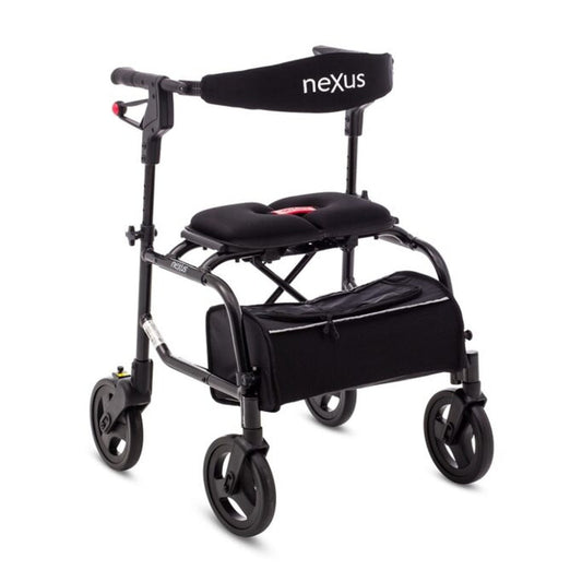 Black Nexus walker with wheels on a white background