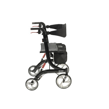 Side profile of the black Nitro HD bariatric walker showing the reinforced frame and seat.