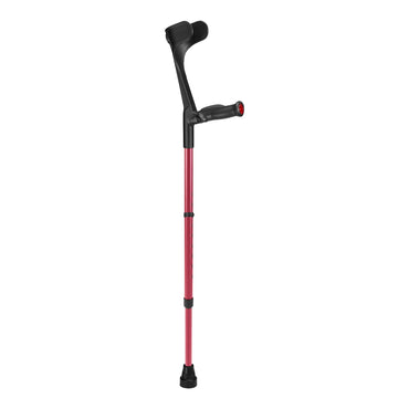 Ossenberg Classic forearm crutch in red with open cuff and anatomic soft grip
