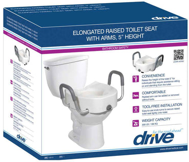 Premium Raised Elongated Toilet Seat with Lock – Drive Medical Plastic Toilet Seat for Comfort and Safety – CareMade Canada
