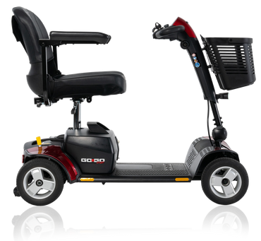 Pride Go-Go Sport 4-Wheel mobility scooter in red, side view