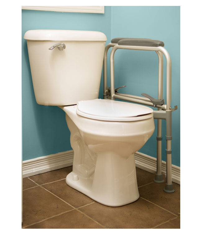 MOBB Folding Toilet Safety Frame — folded compact for transport