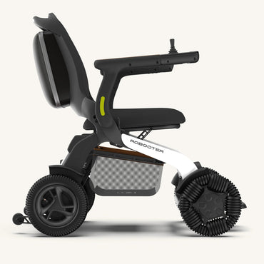 Robooter E60 power chair in Black, side studio view