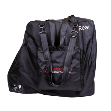 Front view of the black Travel Buggy AEROLUX 2C fitted travel bag designed for safe transit and padded protection.