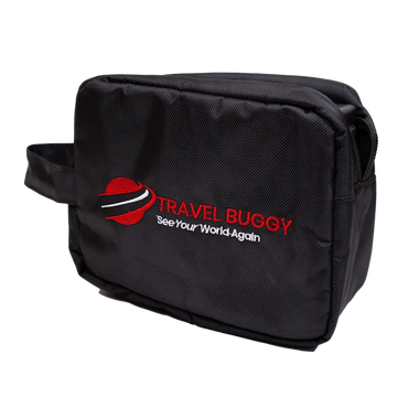Closed black Travel Buggy AEROLUX padded protective bag featuring the red logo.