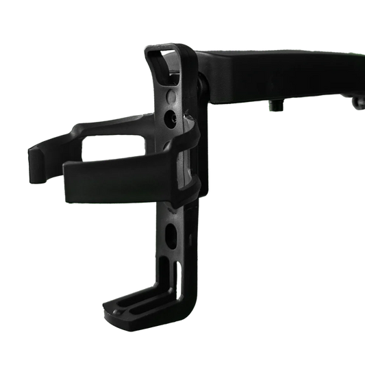 Black Travel Buggy GT integrated cup holder bracket designed for seamless armrest mounting and secure beverage storage.