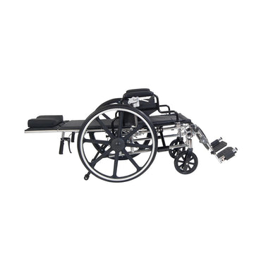 Drive Medical Viper Plus reclining wheelchair fully reclined flat, side view