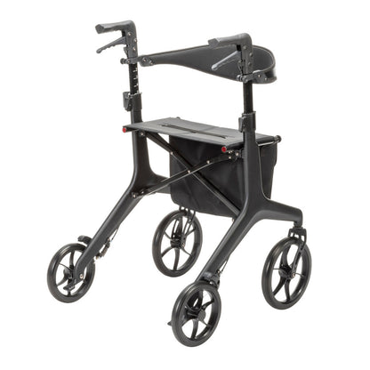 Drive Medical AeroCarbon Ultra-Lite Rollator shown from another angle with the storage bag fitted