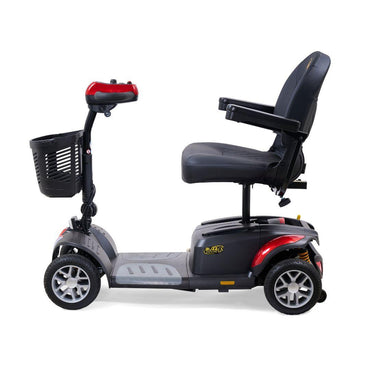 Golden Buzzaround EX GB148 4-wheel travel scooter in Red, side view on white
