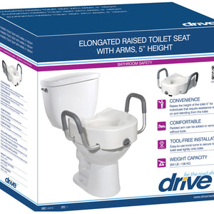 Premium Plastic, Raised, Elongated Toilet Seat with Lock - Drive Medical