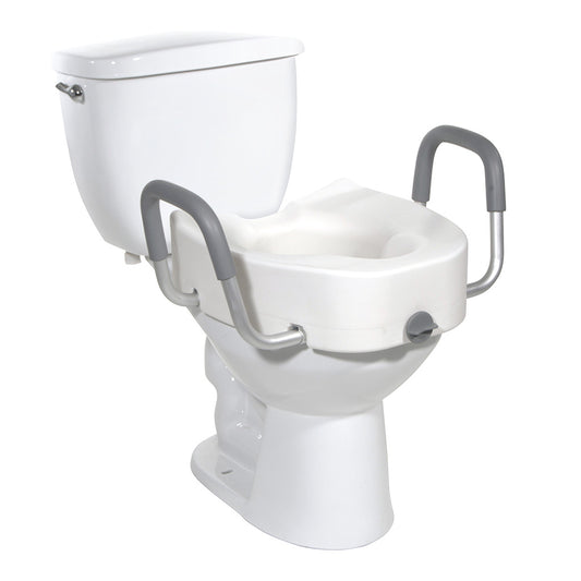 Premium Plastic, Raised, Elongated Toilet Seat with Lock - Drive Medical