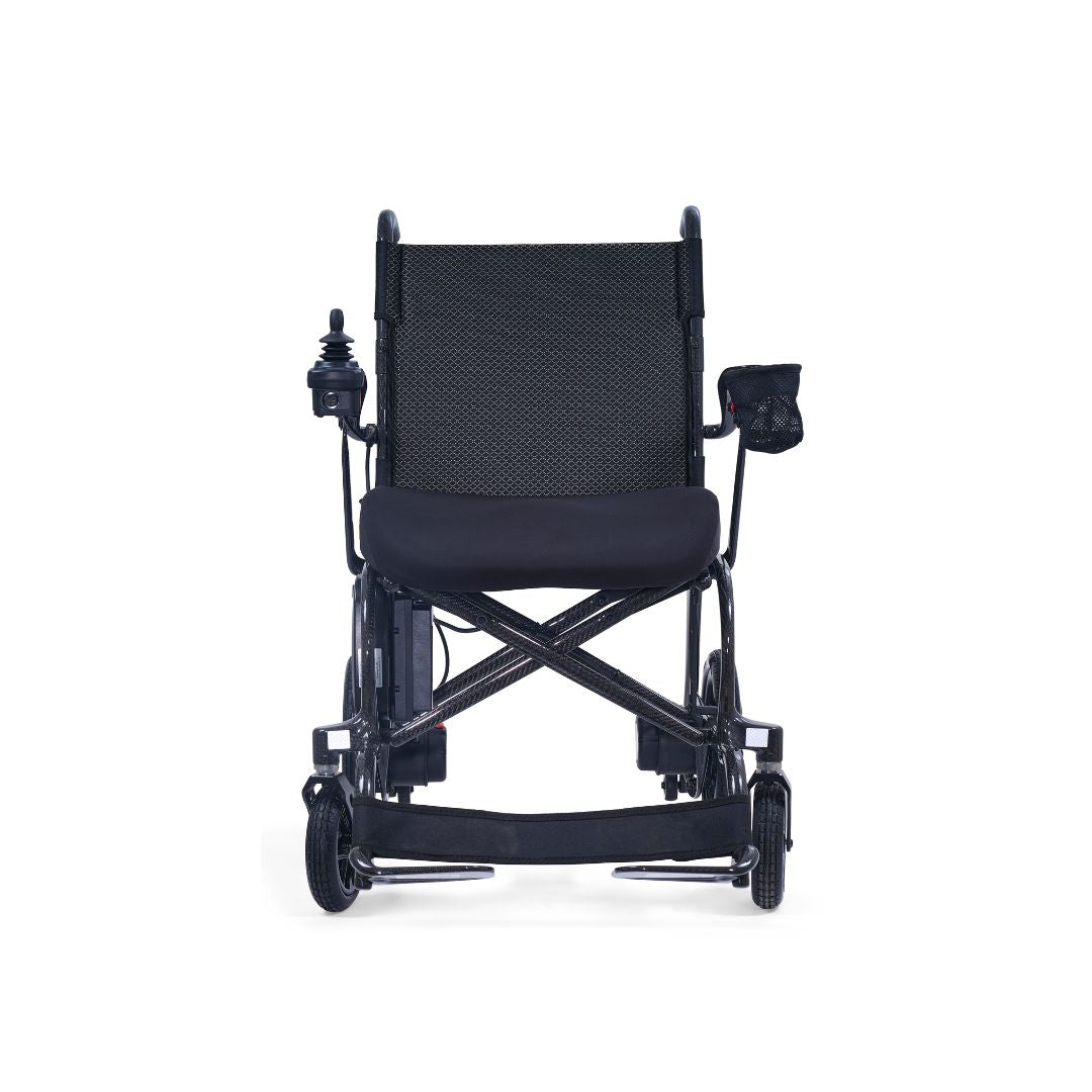 Golden Cricket LT GP309 power wheelchair front view with the 18 inch memory foam seat