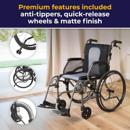 Drive Medical AeroFly Ultra-Lite Wheelchair – Lightweight Folding Magnesium Wheelchair – Canada
