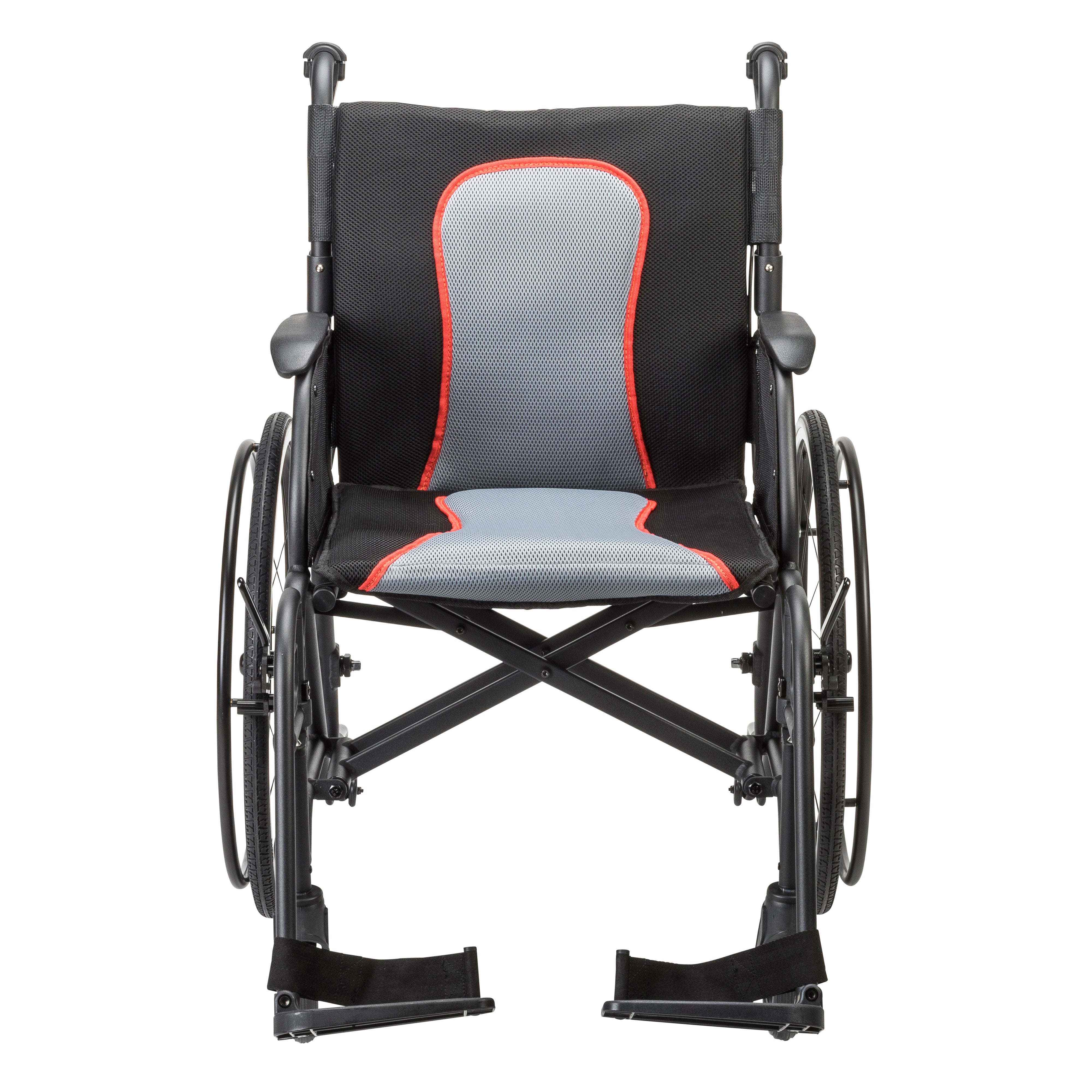 Drive Medical AeroFly Ultra-Lite folding wheelchair in black, front view
