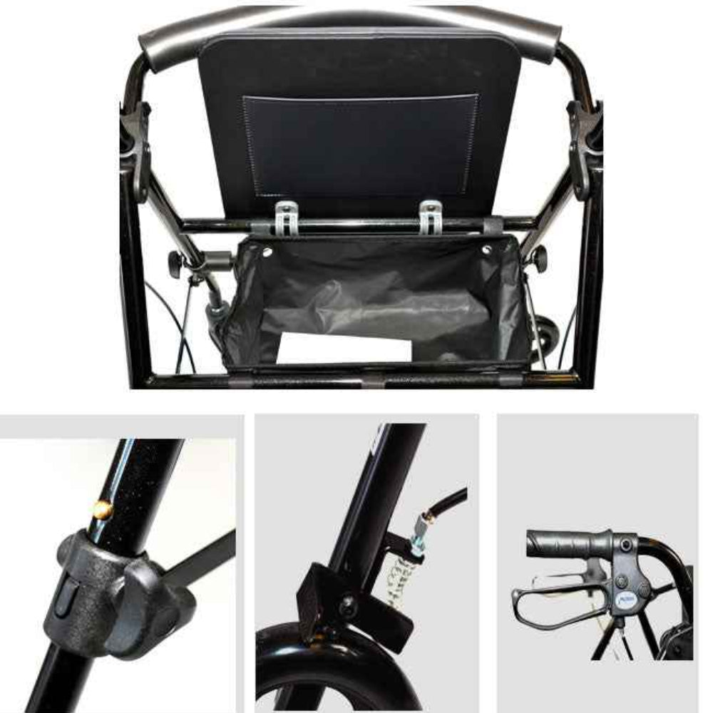 Lightweight aluminum 4 wheel rollator walker with comfortable seat, Care Made