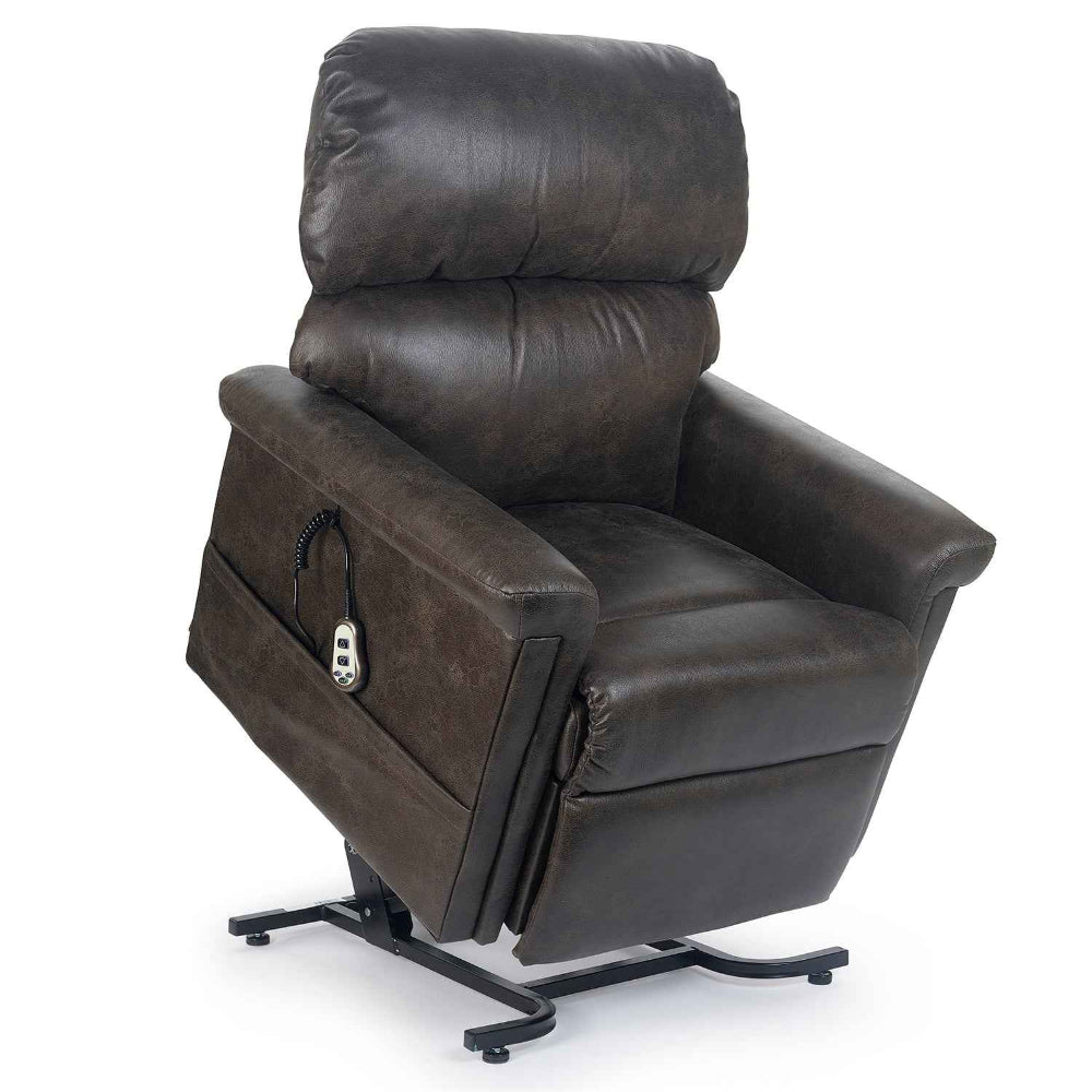 Load video: Golden Austin UC342 lift chair with standard two-motor heat and vibrating massage.