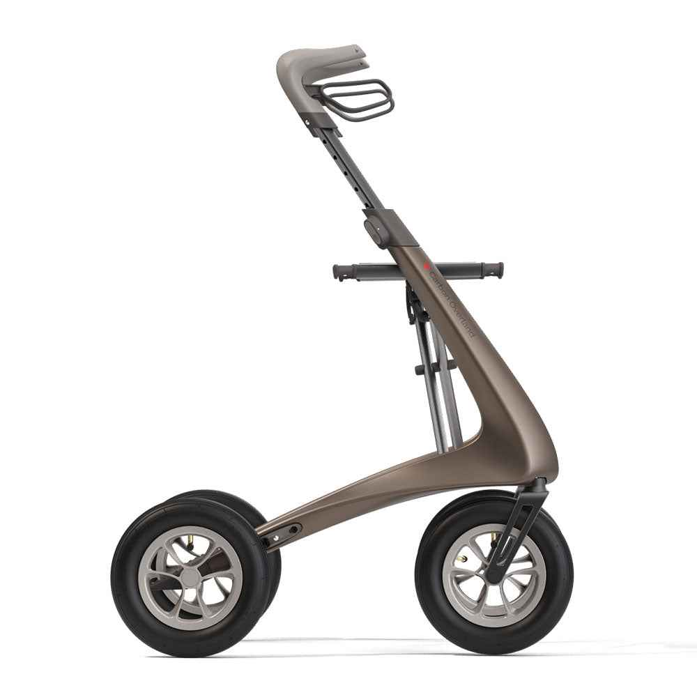 byACRE Carbon Overland all terrain rollator in Bentley Brown, right profile view