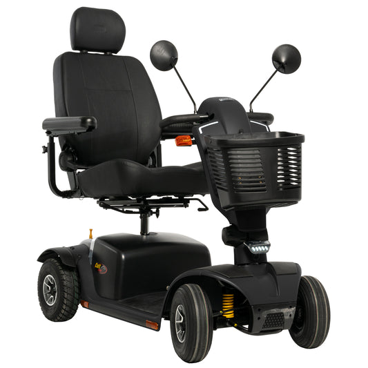 Pride Colt Sport four-wheel mobility scooter in Black Pearl, front three-quarter view