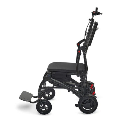Side profile of the Golden Technologies Cricket GP302 power wheelchair in a partially folded position.