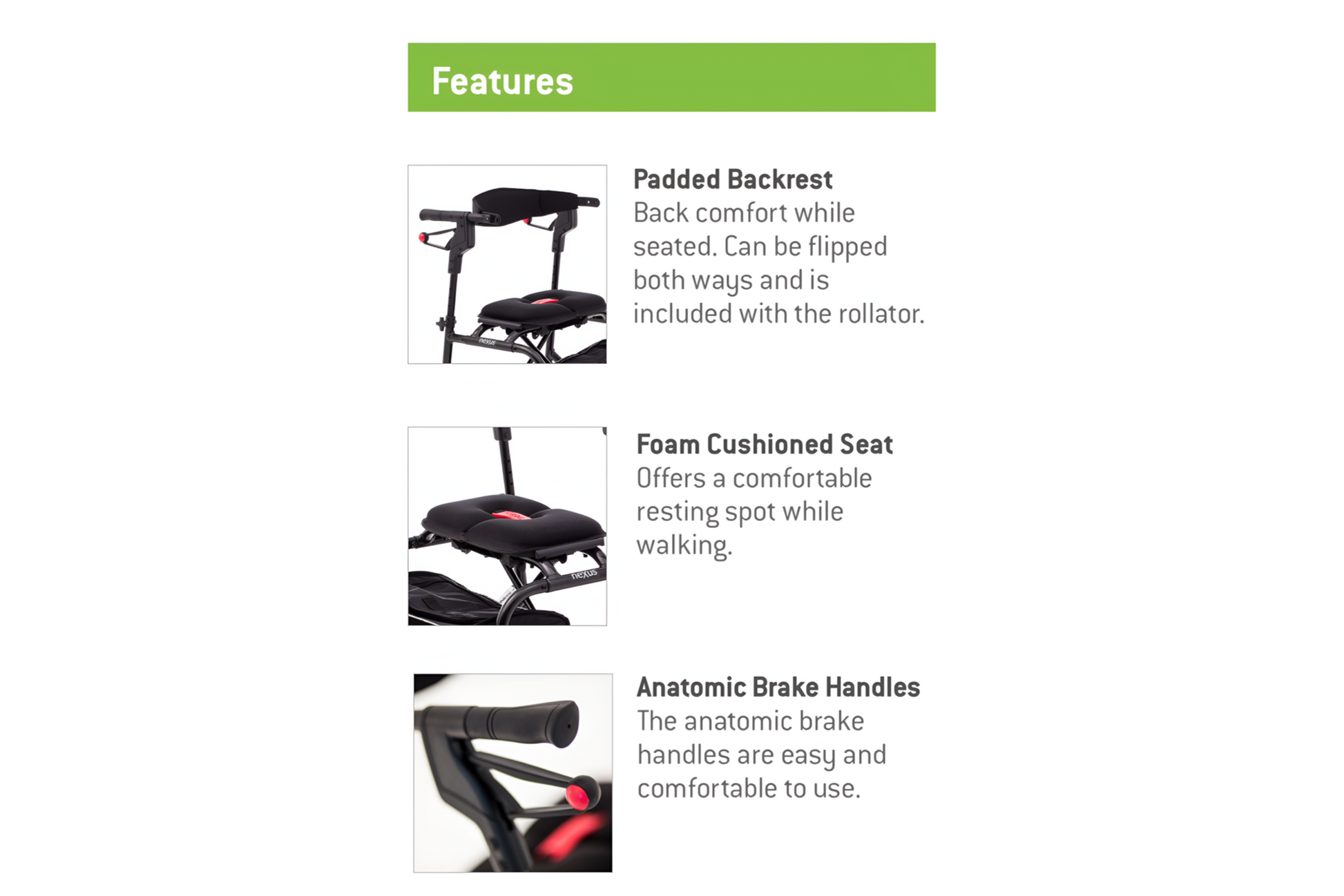 Human Care neXus 3 Rollator Walker – Foldable, Cable-Free