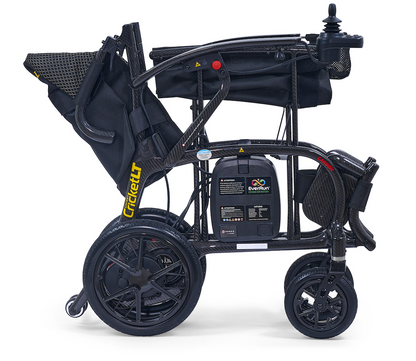 Golden Cricket LT GP309 side folded to a 12 inch profile, still standing on its wheels