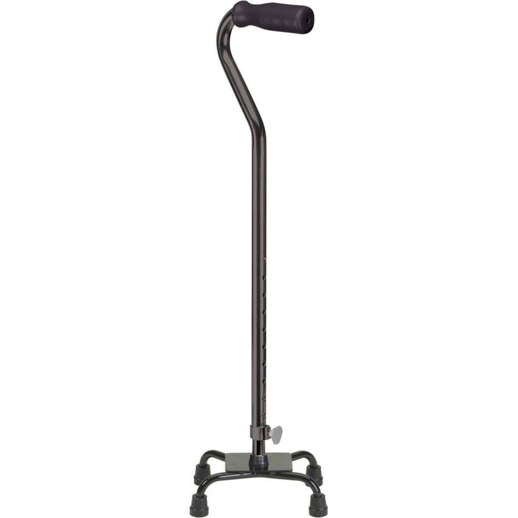 Drive Medical Quad Cane Small Base Black with Foam Grip – Stability Walking Cane – CareMade Canada