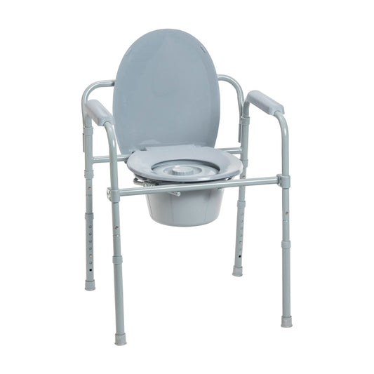 Drive Medical Folding Steel Commode – Portable, Adjustable & Easy to Store