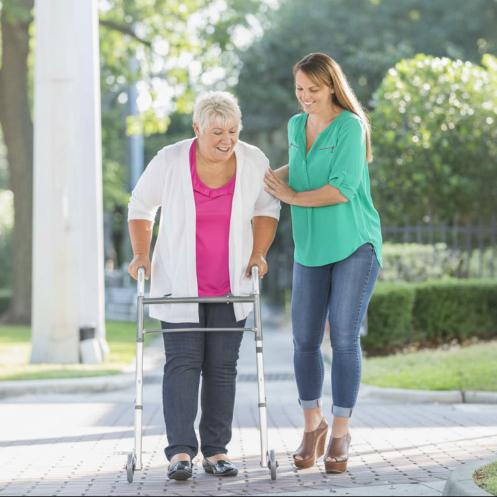Lightweight adjustable folding walker with wheels, indoor mobility aid for seniors, Care Made