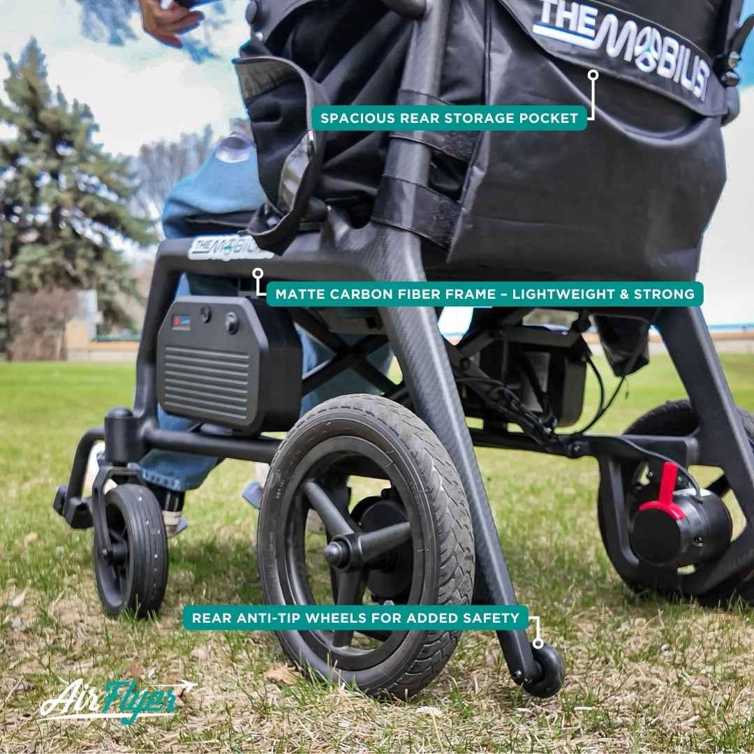 AirFlyer Ultra-Light Carbon Fiber Electric Wheelchair – Rear Anti-Tip Wheels for Added Safety – CareMade Canada