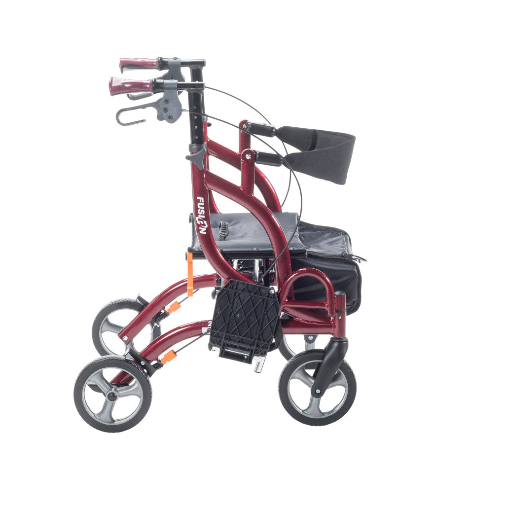 Airgo Fusion F18 2-in-1 Rollator and Transport Chair in Cranberry – Side-Folding Lightweight Mobility Support in Canada