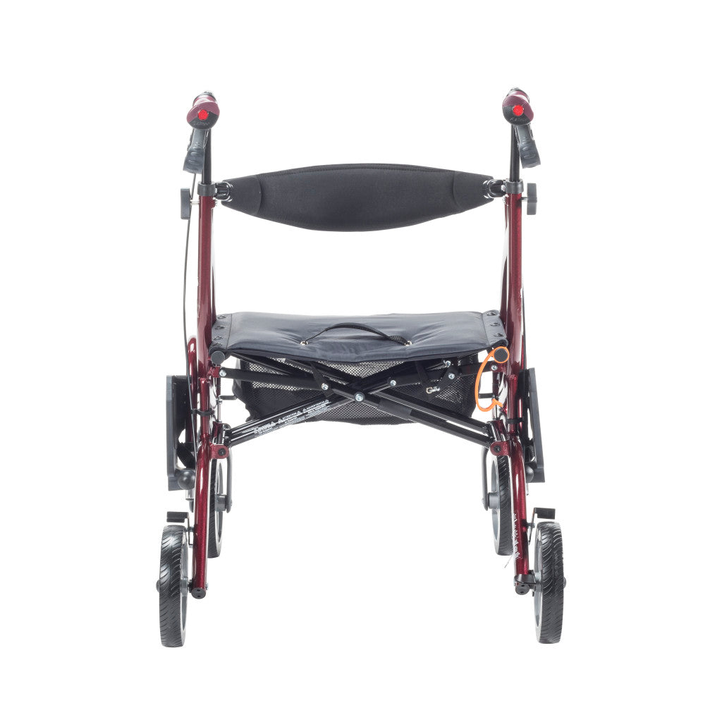 Rear view of the Airgo Fusion F18 rollator highlighting the curved backrest and ergonomic push handles.