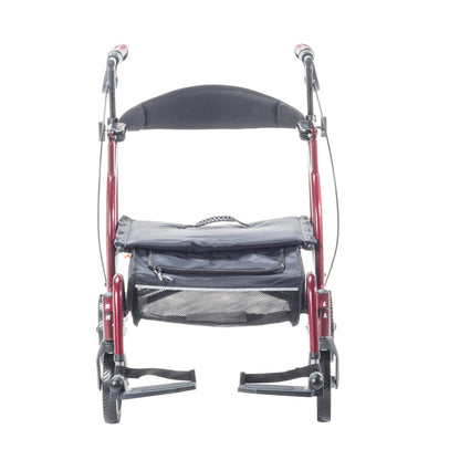 detailed view of the lockable swing-away footrests that clip to the Airgo Fusion frame when not in use.