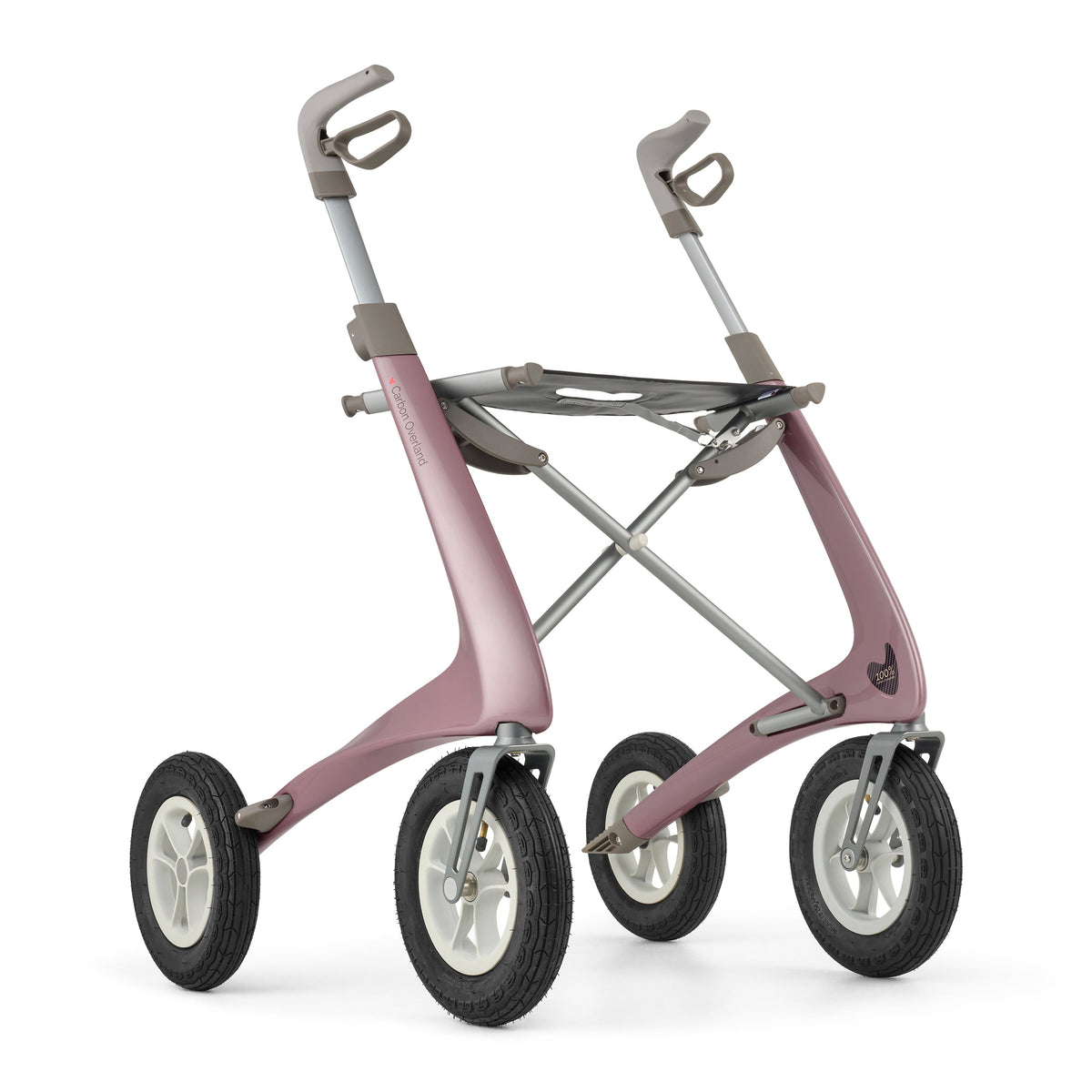 byACRE Carbon Overland all-terrain rollator in Rose Gold, front three-quarter view