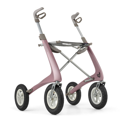 byACRE Carbon Overland all-terrain rollator in Rose Gold, front three-quarter view