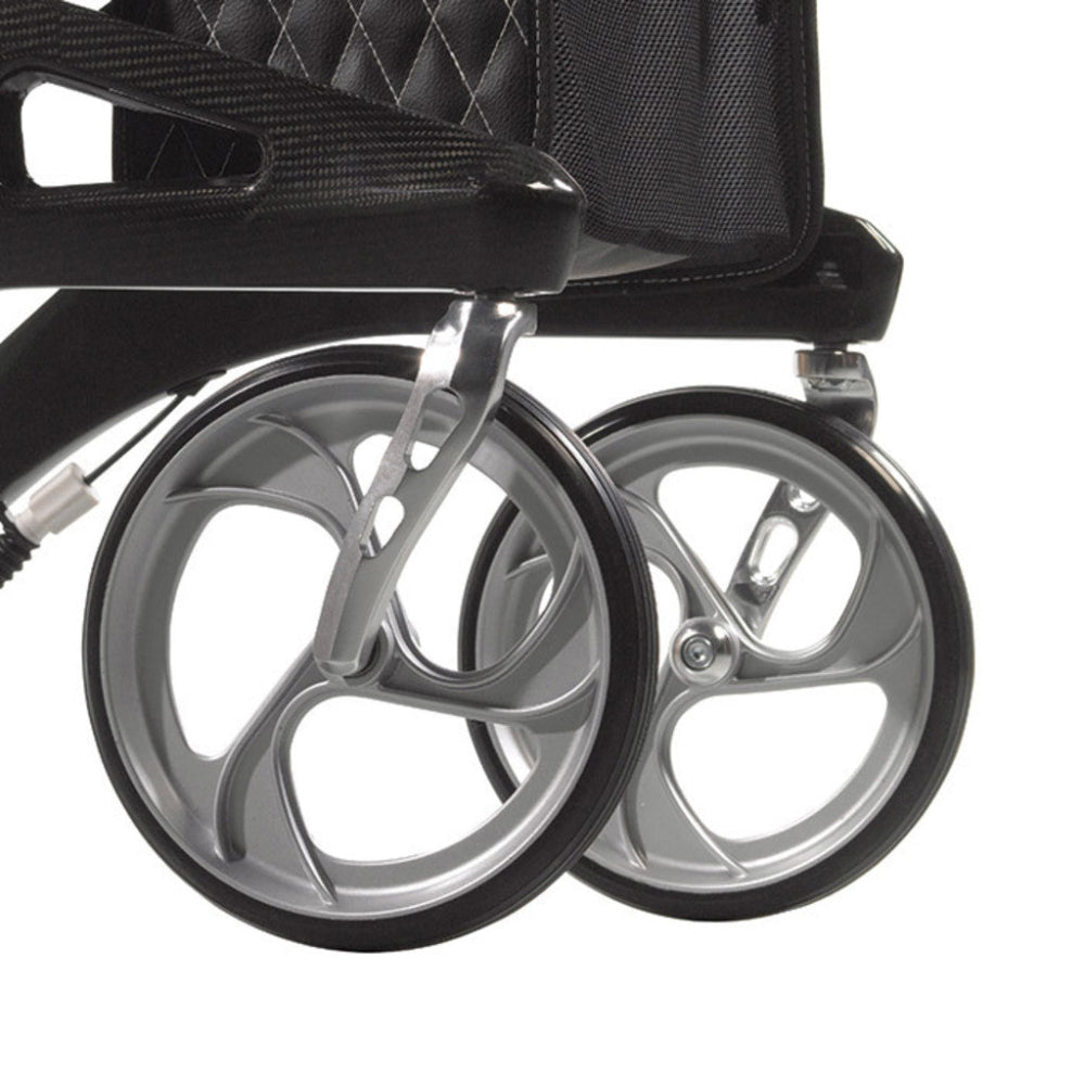Large 10-inch front casters on the Drive Nitro Elite CF for superior outdoor handling.