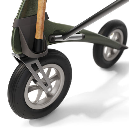 byACRE Carbon Overland Cane Holder cradle detail on green rollator