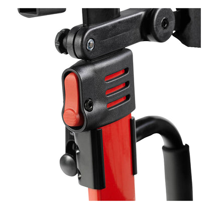 Drive Nitro Duet red rollator and transport chair, handle-height adjustment button detail