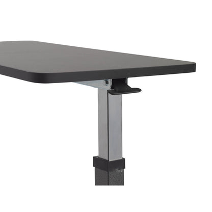 Drive Medical 13067 non-tilt overbed table, height adjustment column and tabletop detail