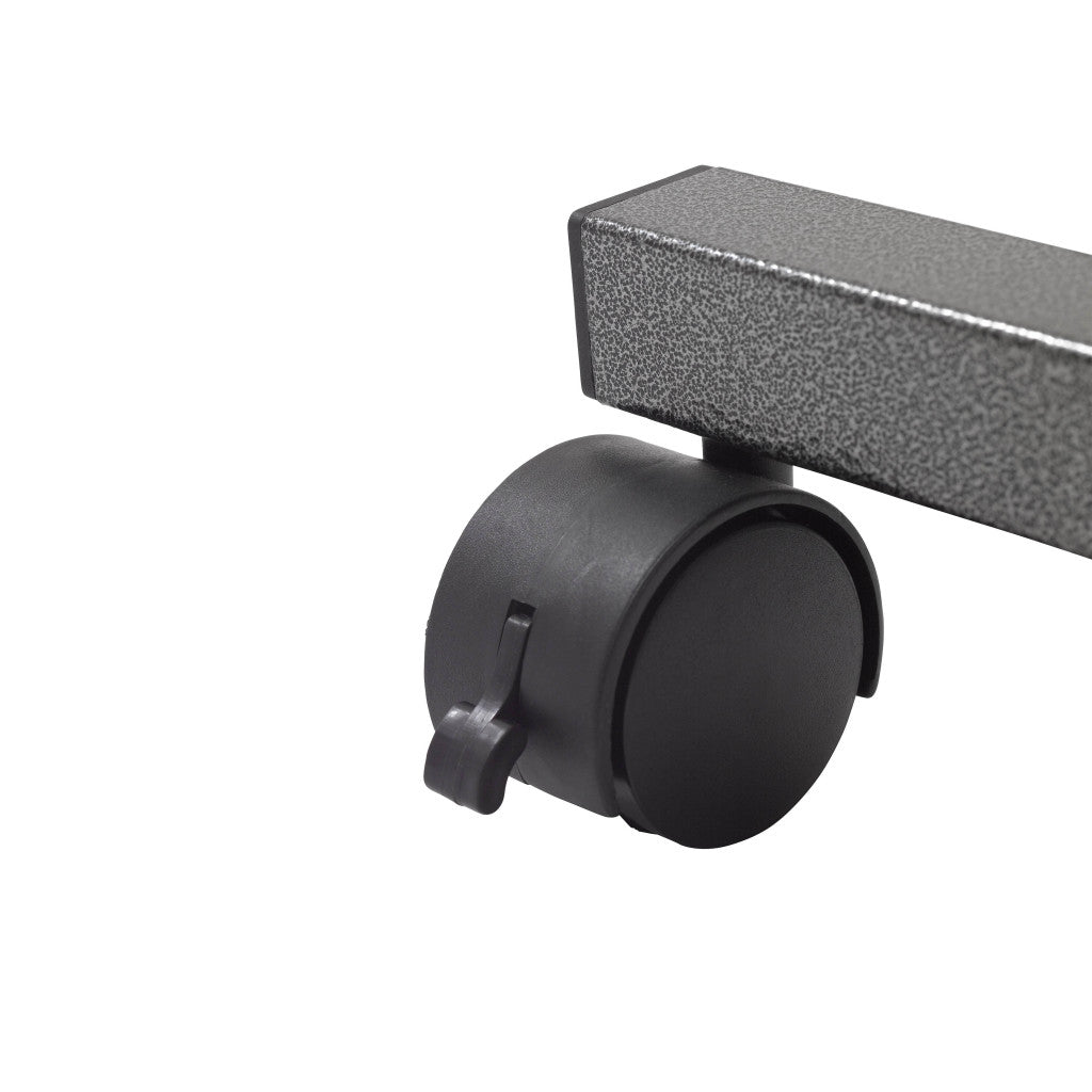 Drive Medical 13067 non-tilt overbed table, locking swivel caster detail