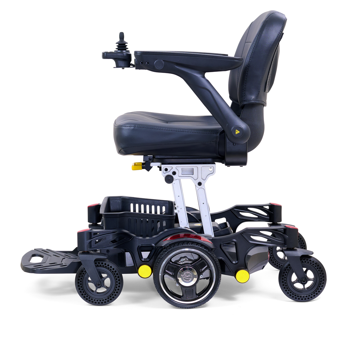 Golden Buzzaround CarryOn GP130 power chair with red shrouds, complete right side view